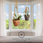 Set of 2 Macrame plant hanger with Daisies & Beads | Hanging plant holder Macrame Plant hangers outdoor and indoor hanging planters Plant stand indoor Boho Decor hanging planter stand (SunshineYellow)
