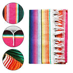 Xplanet Mexican Serape Blanket, 84 X 59 Inch, Cotton, Rectangular, Rose Pink, Tablecloth, All-Season, Tassel - color: Rose Pink