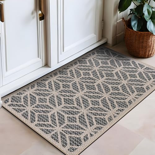 Rugshop Blue Contemporary Geometric Indoor/Outdoor Area Rug — Hose Washable for Entryway, Kitchen and Bathroom, 2'3" x 4' - size: 2'7" x 4' (Rectangular)