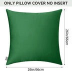 Thmyo 4-Pack 100% Cotton Comfortable Solid Decorative Throw Pillow Case Square Cushion Cover Sublimation Blank Pillow Covers DIY Throw Pillowcase for Sofa Couch(26x26 inch/ 66x66cm,Christmas Green)
