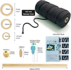 Ewparts Macrame Kit for Adults Beginner DIY Craft Kits with Step by Step Instruction Book,3mm Macrame Cord Black,Wooden Beads, Wood Rings to Make Plant Hanger, Boho Wall Hanging Decor, Book Marks