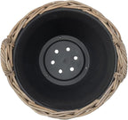 Kouboo Rattan Kobo Indoor Outdoor Planter Basket with Ear Handles Plastic Pot Large 5 Gallon Soil Capacity