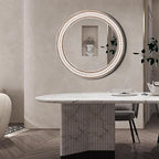 30 Inches Farmhouse Large Round Wall Mirrors Wooden, Rustic Decorative Circle Mirror for Bathroom Over Sink, Bedroom, Living Room, Entryway