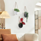 Set of 3 Ceramic Hanging Planters for Small Plants & Artificial Greenery, Wall Decor for Bathroom Living Room Bedroom Home Office Corridors