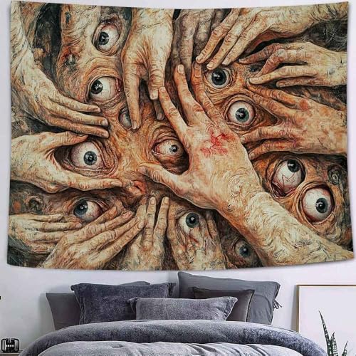 LATETOMT 80x60in Abstract Tapestry Creepy Hands Tapestry for Halloween Horror Tapestries Gothic Surreal Canvas Print Wall Art for Halloween Party Terrifying Atmosphere LTMTAYW023 - color: Style-3, size: 80"L x 60"W