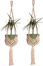 2 Pack Macrame Hanging Planters with Patterns - Stylish Plant Hangers Crochet Boho Plant Holder Hanging Plant Basket for Up to 6 Inch Pots(Caramel)