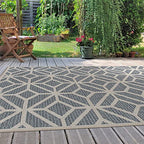 Rugshop Blue Contemporary Geometric Indoor/Outdoor Area Rug — Hose Washable for Living Room, Dining Room and Office, 9' x 12' - size: 8'8" x 12' (Rectangular)