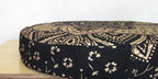 Large Hippie Mandala Round Floor Pillow Cover Ottoman Pouf Cover Daybed Cotton Cushion Cover with Heavy Duty Zipper Seating Ottoman Poufs Dog-Pets Bed 35" (Black Gold Flower, 35" Round)
