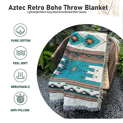 Hopstar Aztec Throw Blanket Navajo Indian Blankets and Throws Boho Western Decor Couch Cover Blanket for Bed Sofa Living Room Beach Travel 51"x63" (Colin) - color: Colin, size: 51"x63"