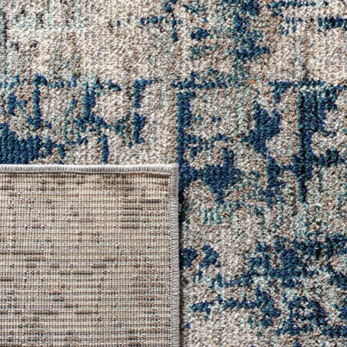 SAFAVIEH Madison Collection Runner Rug - 2'2" x 6', Grey & Blue, Modern Abstract Design, Non-Shedding & Easy Care, Ideal for High Traffic Areas in Living Room, Bedroom (MAD460K) - color: Grey/Blue, size: 2'2" x 6' (Runner)