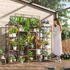 EnHomee Plant Stand Indoor Tall Plant Stand Outdoor Large Wood Plants Shelf with 18-22 Pots for Patio, Living Room, Garden, Balcony, 55.9" Wx63.1 Hx11.78 D