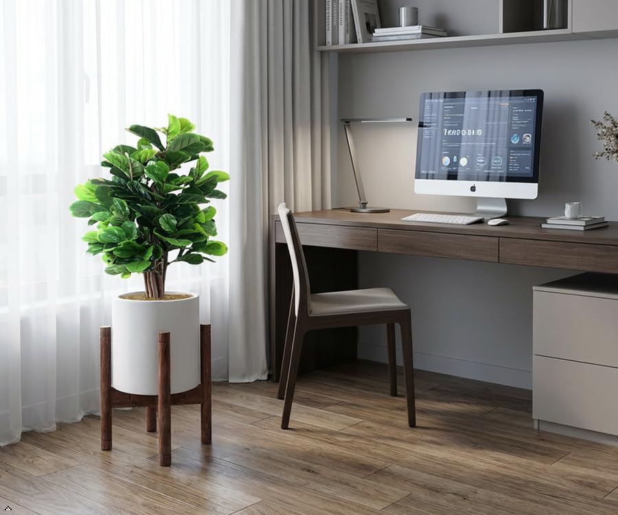 Adjustable Plant Stand, Antique Brush Brown (Pot & Plant Not Included) | Solid Acacia Wood, Mid-Century Modern, Stainless Steel Screws, Fit 8-12" Pot - color: Antique Brush Brown