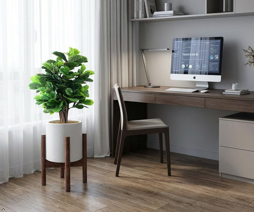 Adjustable Plant Stand, Antique Brush Brown (Pot & Plant Not Included) | Solid Acacia Wood, Mid-Century Modern, Stainless Steel Screws, Fit 8-12" Pot - color: Antique Brush Brown
