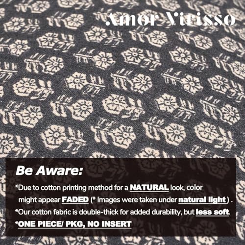 Amor Virisso Floral Pillow Covers 18x18 Couch Pillows for Living Room Farmhouse Neutral Pillow Covers Decorative Throw Pillow Covers Accent Sofa Pillows 1PC, Black - color: Black, size: 18" x 18" (Pack of 1)