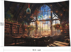 EMMTEEY Fantasy Library Wall Tapestry for Living Room 92.5X70.9 Inch - Bookshelf Wall Decor Vintage Dark Academia Backdrop for Dorm Classroom