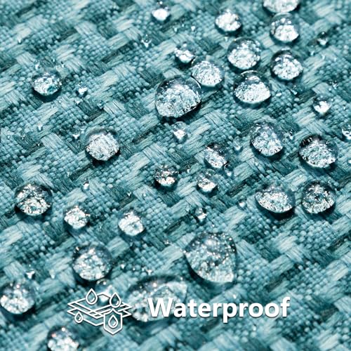 Kevin Textile Outdoor Waterproof Throw Pillow Covers Pack of 2 Weaving Texture Water Resistant Outside Decorative Cushion Covers for Garden Patio Tent Balcony Bench Couch Sofa 16x16 Inch, Teal - color: Teal, size: 16" x 16" (Pack of 2)