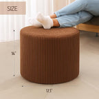 Round Pouf Ottoman and Foot Rest, Soft Corduroy Poufs with Sponge Chunk Filling, Comfort Sponge Stuffed Poofs for Couch Desk Resting Your Feet, Brown(17.1" D x 17.1" W x 14" H)