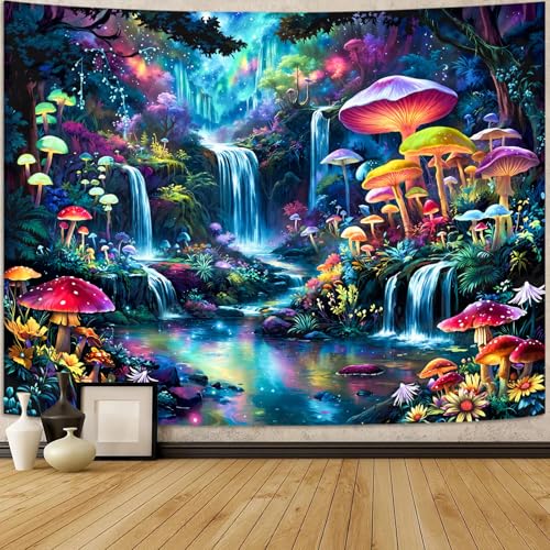 Zussun Hippie Sun Tapestry Boho Vintage Sunrise Nature Tree Lake Wall Tapestry for Bedroom Aesthetic Colorful Landscape Large Tapestries Wall Hanging for Dorm Living Room Decor 80 x 60 Inch - color: Blue Red, size: 80"L x 60"W