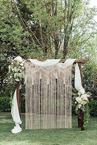 Boho Curtains for Bedroom Macrame for Windows Living Room Boho Decor Large Macrame Wall Hanging Beaded Curtain for Doorway Closet Curtains Wedding Backdrop, 1 Panel 52''W x 72''L