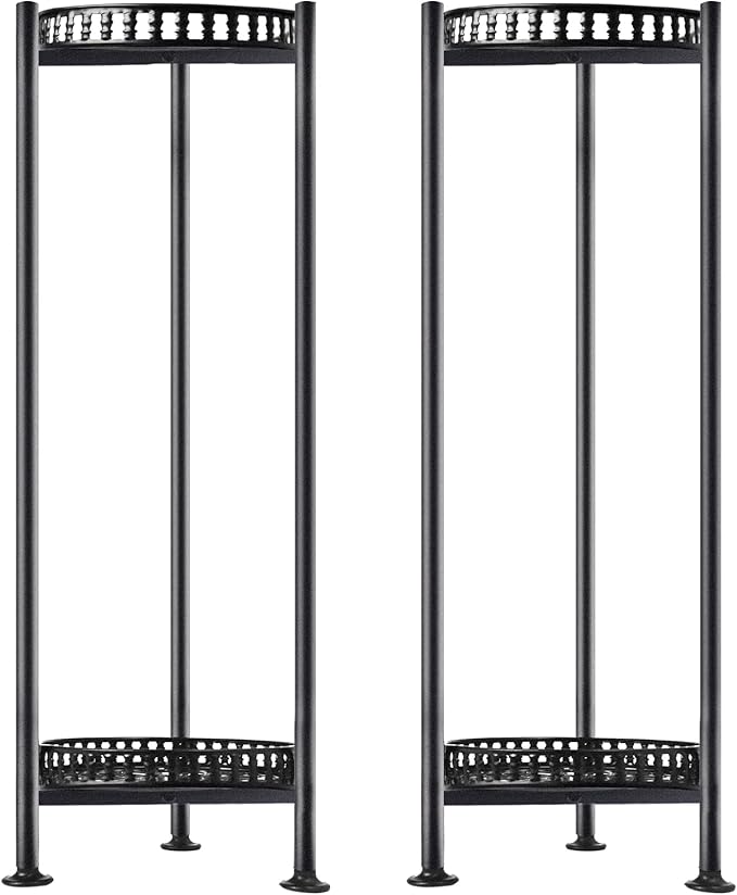 2-Pack Plant Stand Indoor Outdoor, 30'' Tall Plant Stands, 2 Tier Metal Planter Stand, Flower Stand Plant Pot Holder for Living Room, Corner, Deck
