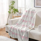 Pink Bow Cute Christmas Throw Blanket, Preppy Room Decor, Soft Warm Bed Blankets for Women Girls & Gifts, 30inx40in (Bow Pattern) ,Couch, sofa