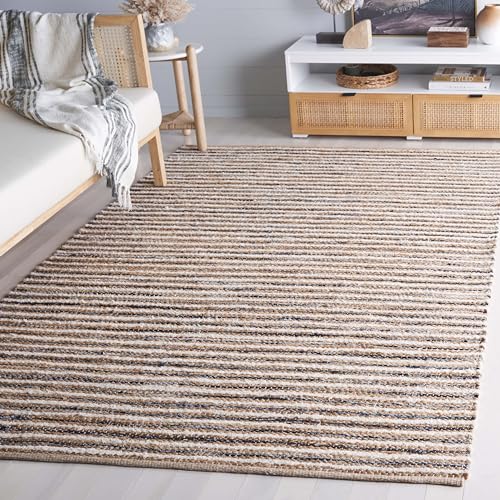 SAFAVIEH Cape Cod Collection Accent Rug - 3' x 5', Natural & Navy, Handmade, Braided Design, Ideal for The Living Room, Bedroom, Dining Room (CAP151N-3) - color: Natural/Navy, size: 3' x 5' (Rectangular)