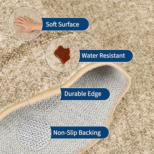 GarveeHome Scalloped Washable Rugs 8x10 Area Rugs for Living Room Modern Non Slip Throw Rugs Large Rug for Bedroom Low Pile Non Shedding Stain Resistant Carpet for Dining Room 8 ft x10 ft Jute - color: Jute, size: 8' x 10' (Rectangular)