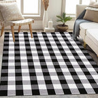 Buffalo Plaid Rug 5' x 7' Black and White Check Rug Washable Checkered Area Rug for Farmhouse/Entryway//Living Room/Laundry Room/Bedroom (5'x7', Black and White Plaid) - size: 5'x 7'