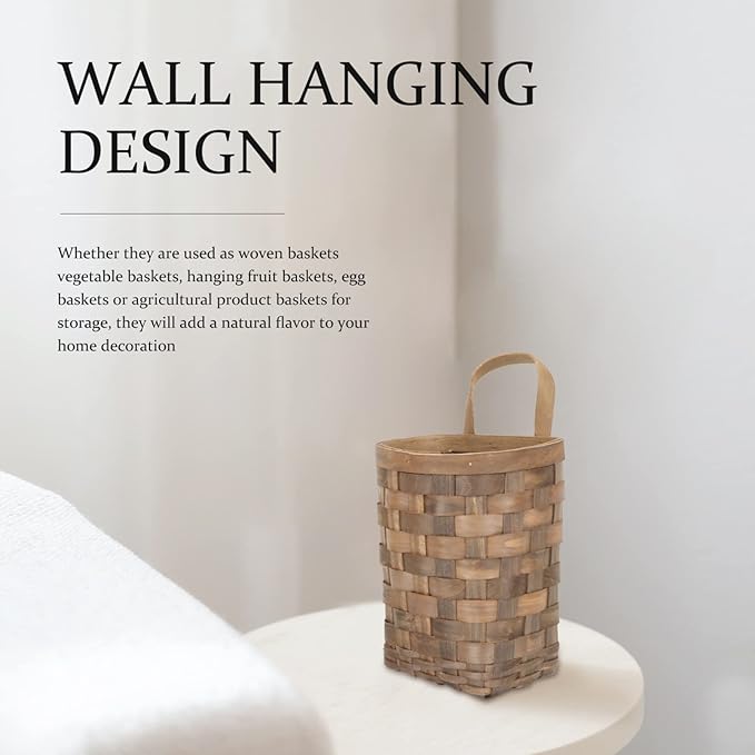 UPKOCH Hanging Wicker Basket 4.2X5.5X4.2In Rustic Wall Storage Organizer for Kitchen Utensils Makeup Brushes Bathroom and Dorm Room