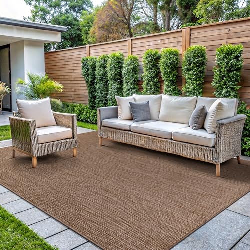 CAMILSON Outdoor Rug 10x14 Modern Area Rugs for Large Indoor and Outdoor Patios and Porches - Waterproof, Washable, Non-Shedding, Easy-to-Clean Outside Carpet (10 x 14, Solid - Jute) - color: Solid - Natural, size: 10' x 14' (Rectangular)