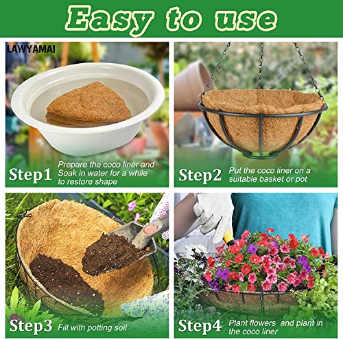 Y&M 2pcs 10inch Round Coconut Fiber Liner, Natural Coir Replacement for 10'' Hanging Planter Basket - color: 2pcs 10in Round