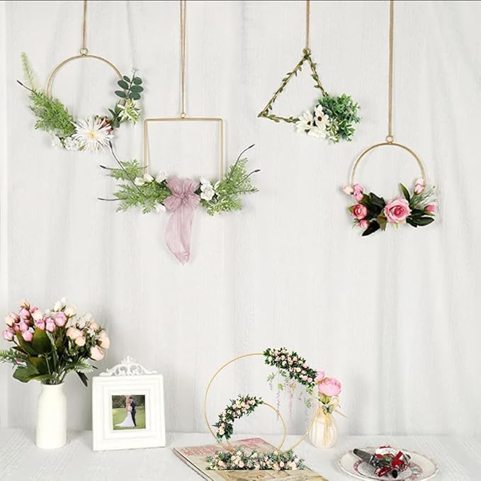 40Pcs Macrame Hoops Ring, BetterJonny 7 Inch Metal Craft Rings Hoops Gold Dream Catcher Rings Wreath Hoop Rings for Home Decorations DIY Crafts and Wall Hanging Crafts