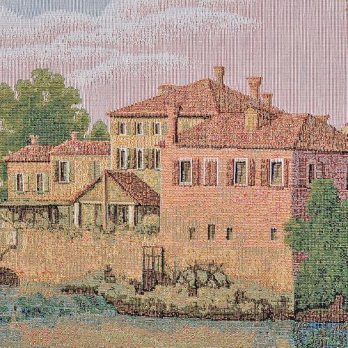 AureoMadis Victorian Fine Art Tapestry Wall Hanging, Vintage Venetian Cityscape Landscape, TC Backed Woven Fabric Wall Decor with Dual Rod Pockets, 41.5 x 27 Inch (Pastel：Venetian Village Scene) - color: Pastel：Venetian Village Scene