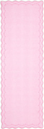 GarveeHome 2.5x8 Valentines Scalloped Washable Runner Rug for Bedroom, Soft Pink Long Hallway Runner Non Slip Entryway Rug Farmhouse Thin Laundry Mat Stain Resistant Carpet for Kitchen Bathroom Rug