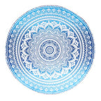 Popular Handicrafts Round Tapestry Wall Hanging Ombre Hippie Mandala Bohemian Hippy Intricate Indian Tapestries Tablecloth 68 Inches (173cm) Blue & Black Grey - color: Blue and Black Grey