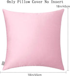 Thmyo 4-Pack 100% Cotton Comfortable Solid Decorative Throw Pillow Case Square Cushion Cover Pillowcases Valentines Day DIY Pillow Covers for Sofa(Only Covers, No Pillows)(18x18 inch/45x45cm,Pink)
