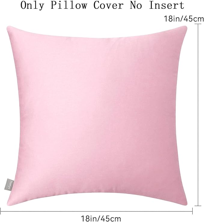 Thmyo 4-Pack 100% Cotton Comfortable Solid Decorative Throw Pillow Case Square Cushion Cover Pillowcases Valentines Day DIY Pillow Covers for Sofa(Only Covers, No Pillows)(18x18 inch/45x45cm,Pink)