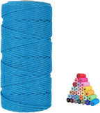 flipped 100% Natural Macrame Cotton Cord,3mm x109 Yard Twine String Cord Colored Cotton Rope Craft Cord for DIY Crafts Knitting Plant Hangers Christmas Wedding Décor (Lake Blue, 3mm*109yards)