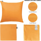 4-Pack 100% Cotton Comfortable Solid Decorative Throw Pillow Case Square Cushion Cover Pillowcase Sublimation Blank Pillow Covers Halloween DIY Throw Pillowcase(20x20 inch/ 50x50cm,Pumpkin Orange)