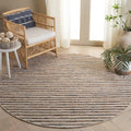 SAFAVIEH Cape Cod Collection Area Rug - 6' Round, Natural & Navy, Handmade Jute Blend, Braided Design, Ideal for the Living Room, Dining, Bedroom (CAP151N) - color: Natural/Navy, size: 6' (Round)