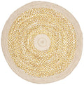SAFAVIEH Cape Cod Collection Area Rug - 4' Round, Gold & Natural, Handmade Braided Jute & Cotton, Ideal for High Traffic Areas in Living Room, Bedroom (CAP210D) - color: Gold/Natural, size: 4' (Round)