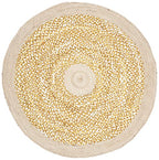 SAFAVIEH Cape Cod Collection Area Rug - 5' Round, Gold & Natural, Handmade Braided Jute & Cotton, Ideal for High Traffic Areas in Living Room, Bedroom (CAP210D) - color: Gold/Natural, size: 5' (Round)