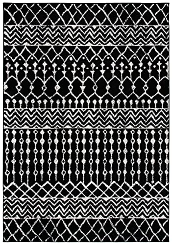 SAFAVIEH Tulum Collection Accent Rug - 2' x 3', Black & Ivory, Moroccan Boho Distressed Design, Non-Shedding & Easy to Clean, Ideal for Front Door, Kitchen, Entryway, Foyer (TUL270Z) - color: Black/Ivory, size: 2' x 3' (Rectangular)