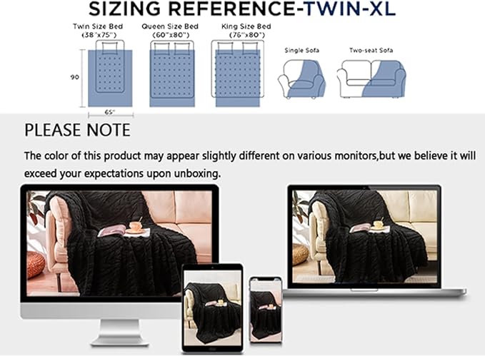 YUSOKI Twin XL Blanket Single Layer,Weight(3.1lb),370GMS-3D Stylish Design for Gift Home Decor (Black,65"x90")