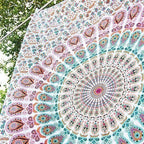 Indian Hippie Bohemian Psychedelic Peacock Mandala Wall Hanging Bedding Tapestry Pink Brown Twin