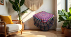 CRAFT KALA Large Hippie Mandala Meditation Floor Ottoman Pillow Cushion Pouf Cover Square Poufs Cover Bohemian Floor Cushion Case Outdoor Fireplace Living Room Decor 22X22X14 inches, Multi Mirchi