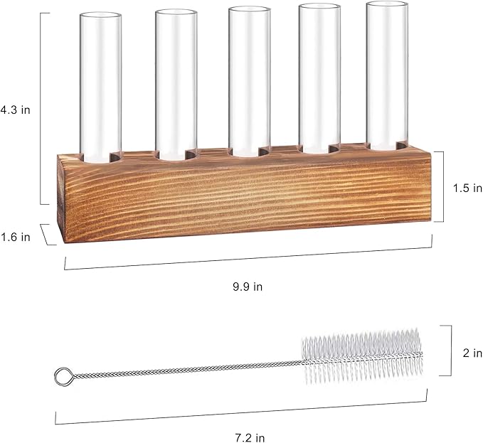 Plant Propagation Station, Plant Terrarium with Wooden Stand for Hydroponics Plants Office Decor Unique Gardening Gifts for Women Plants Lovers - 10 Glass Test Tube Vases