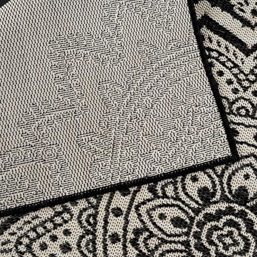 CAMILSON Outdoor Rug 5x7 Modern Area Rugs for Indoor and Outdoor Patios and Porches - Waterproof Washable Non-Shedding Easy-to-Clean Outside Carpet (5 x 7 Medallion - Black/White) - color: Medallion - Black / White, size: 5' x 7' (Rectangular)