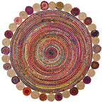 SAFAVIEH Cape Cod Collection Area Rug - 3' Round, Red & Multi, Handmade Boho Braided Jute & Cotton, Ideal for High Traffic Areas in Living Room, Bedroom (CAP201A) - color: Red/Multi, size: 3' (Round)