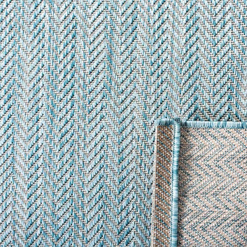 SAFAVIEH Outdoor Runner Rug 2'3"x6'7" - Courtyard Collection - Coastal Design, Aqua & Grey, Durable & Easy Cleaning, Ideal for Patio, Entryway, Mudroom, Backyard (CY8022-37121) - color: Aqua/Grey, size: 2'3" x 6'7" (Runner)